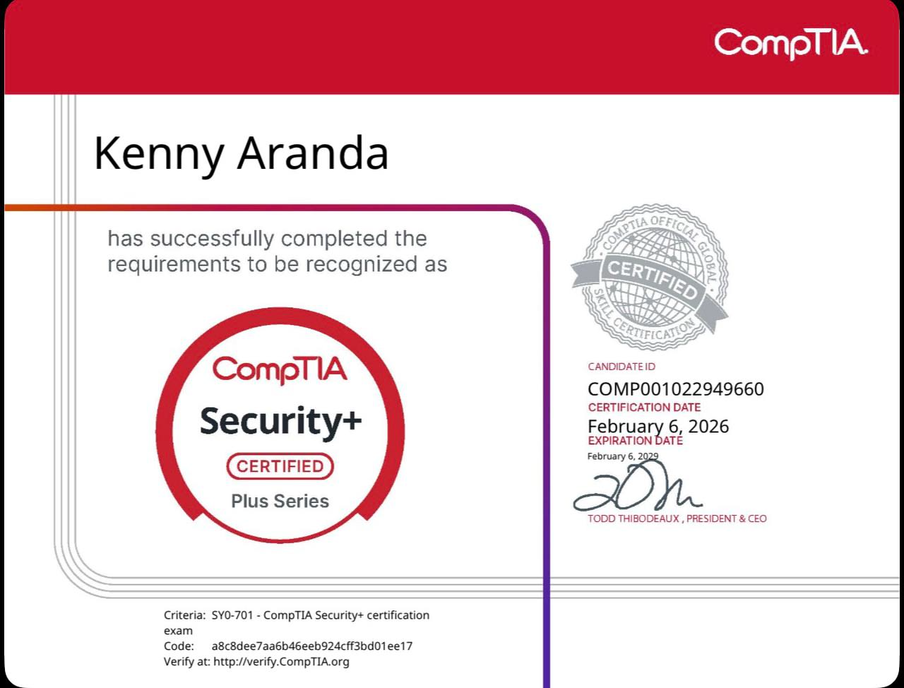 Security+ certificate